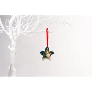 Snowman Skiing Star - Christmas Tree Holiday Shaped Ornament