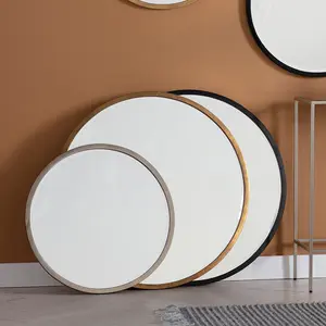 Thora Metal Flat Wall Mirror Higgins Round Mirror Black / 60cm H x 60cm W