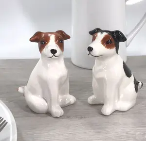 Jack Russell Terrier ceramic Salt and Pepper shaker set novelty Dog lover gift