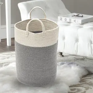 Grey Woven Laundry Storage Basket Baby Kids Toys Storage Laundry Hamper Clothes Storage Bag