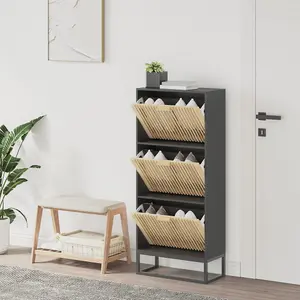 Berkfield Shoe Cabinet Black 52x25x120 cm Engineered Wood