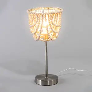 Litecraft Pilli Natural Beaded 1 Light Table Lamp