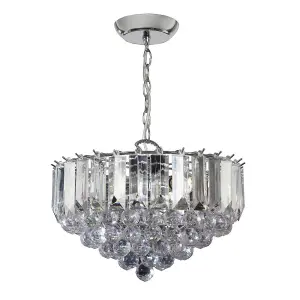 Luminosa Fargo 3 Light Ceiling Pendant Chrome, Clear Acrylic, E14