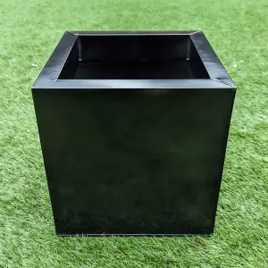 30cm Zinc Platinum Black Square Planter