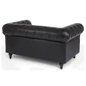 Faux Leather Chesterfield 3 Seater Sofa - Black