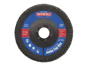 Faithfull Jumbo Zirconia Abrasive Flap Disc ZA80 125mm for Angle Grinders