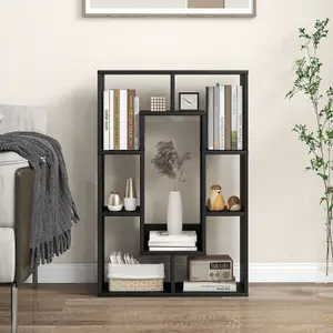 Costway 7-Cube Bookcase Wooden Storage Geometric Bookshelf Corner Decorative Display Shelf