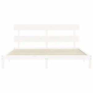 Berkfield Bed Frame with Headboard White 200x200 cm Solid Wood