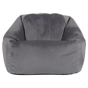 icon Kids Aurora Velvet Bean Bag Chair Charcoal Grey Childrens Bean Bags