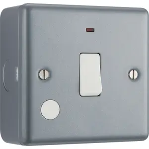 BG Metal Clad Double Pole Switch, LED & Flex Outlet, Scratch Resistant