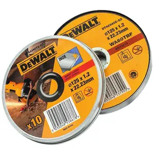 Dewalt 125mm 4.5" 1.2mm Thin INOX Metal Cutting Disc 22mm Bore Flat Disc x10 Tin