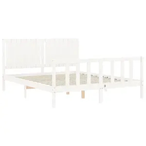 Berkfield Bed Frame with Headboard White 160x200 cm Solid Wood