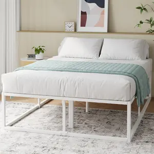 Dekker Minimal Metal Bed - 46 cm High White / UK King (150 x 200 cm)