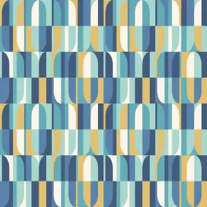 Hoopla Walls Building Blocks Indigo & Gold Smooth Matt Wallpaper