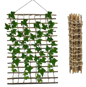 Abaseen 50x200cm Willow Garden Trellis, Expanding Trellis, Garden Trellis for Climbing Plants Outdoor, Made from Willow and Jute