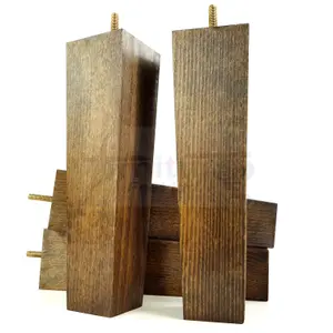 4x Wooden Furniture Legs M10 230mm High Dark Walnut Wash Replacement Square Tapered Sofa Feet Stools Chairs Cabinets Beds