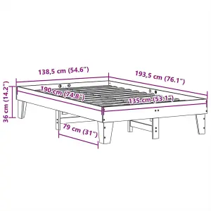 Berkfield Bed Frame without Mattress Wax Brown 135x190 cm Double Solid Wood Pine