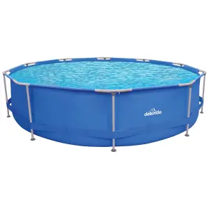 Dellonda Swimming Pool 12ft 360cm Round Steel Frame Above Ground & Filter Pump