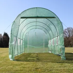 Polytunnel Greenhouse Walk In Galvanised Windows Doors Growhouse PE Cover Diameter 5 x 2m