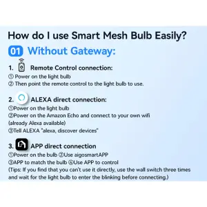 Aigostar E27 Smart Bluetooth Mesh Bulb 4.9W 420LM A60