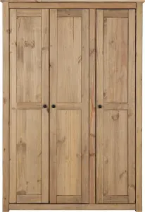 PANAMA NATURAL WAX PINE 3 DOOR WARDROBE