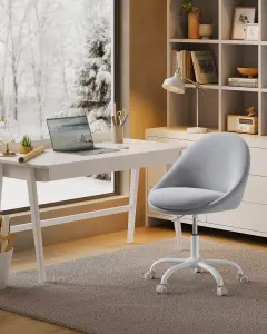 SONGMICS Office Chair, Swivel Chair, Desk Chair, Velvet, Foam Padding, Adjustable Height, for Home Office, Study, Dove Grey