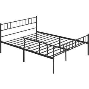 Yaheetech Black 5ft King Metal Bed Frame with Slatted Headboard and Footboard