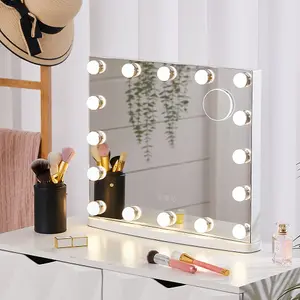 Hollywood Makeup Mirror with LED Bulbs Touch Control Detachable 10X Magnifier 42cm(H)