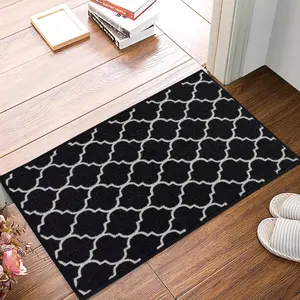 Smart Living Heavy Duty Machine Washable Runner for Hallway, Kitchen Non Slip Floor Mats, Door Mat 80cm x 150cm - Black Cream