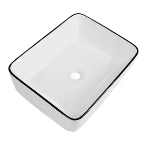 DeerValley 370mm White Ceramic Rectangular Countertop Basin Bathroom Sink