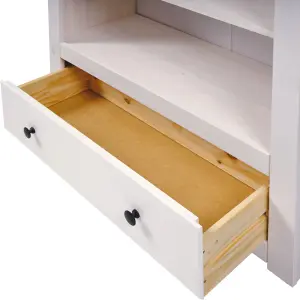 Panama 1 Drawer Bookcase in White and Natural Wax Finish