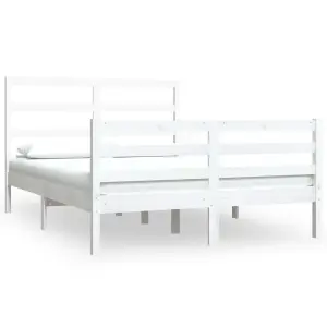 Berkfield Bed Frame White Solid Wood Pine 140x190 cm