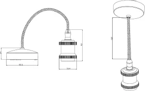 Luminosa 6" E27 Vintage Pendant Set - Matt Black 230V IP20 80W