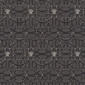 Versace La Scala Del Palazzo Geometric Wallpaper - Black and Silver - 37049-4 - 10m x 70cm