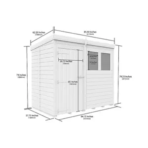 DIY Sheds 7x5 Pent Shed - Single Door Without Windows