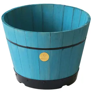 VegTrug Wooden Barrel Planter - Medium Build-a-Barrel Kit Blue