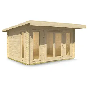 Lasita Bingham 3 Pent Summer House - 4m x 3.1m - 70mm Premium Wall Logs Double Glazed