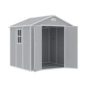 8x6ft Garden Durable Plastic Apex Roof Furniture Storage Tool Shed with lockable Door