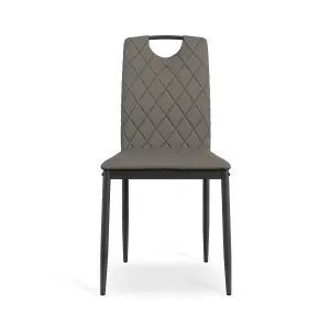 Set Of 2 Monza Faux Leather Dining Chair Modern Padded Seat Metal Legs Kitchen (Grey)