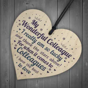 Red Ocean Colleague Plaque Wooden Heart Gift For Colleague Birthday Christmas Card Gift Keepsake Sign