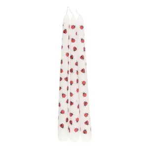 Something Different Love Bug Ladybird Taper Candle (Pack of 3) White/Red (One Size)