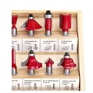 Wellcut WC-RB12 12 Piece 1/4" TCT Router Cutter Starter Bit Set in Wooden Case