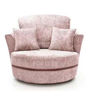 Monaco Chenille Fabric Swivel Chair 360 Rotation Foam Pink