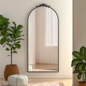 Black Metal Shatter Proof Glass Accent Framed Mirror W 800 x H 1800mm