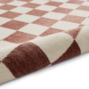 Baltimore 66618 Checkerboard Geometric Modern Rugs in Plum Purple - 80x150cm