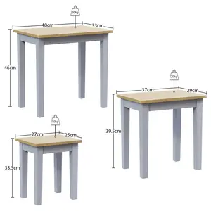 Analynn 3 Piece Nest of Tables Grey / Oak