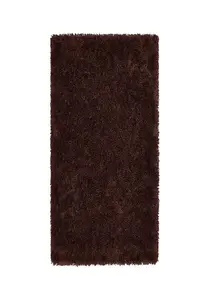 Chocolate Polyester Plain Modern Shaggy Handmade Rug for Living Room and Bedroom-90cm X 150cm