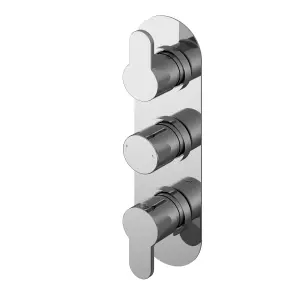 Pride Round Concealed Thermostatic Triple Shower Valve (2 Outlets) - Chrome - Balterley