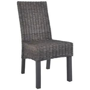 Berkfield Dining Chairs 2 pcs Brown Kubu Rattan and Mango Wood