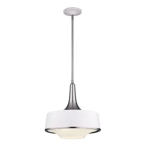 Elstead Holloway 4 Light Dome Ceiling Pendant White, Brushed Steel, E27